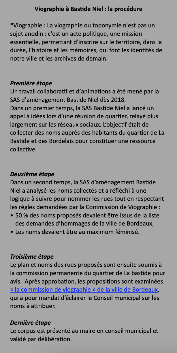 Bastide Niel : découvrez les premiers noms des rues