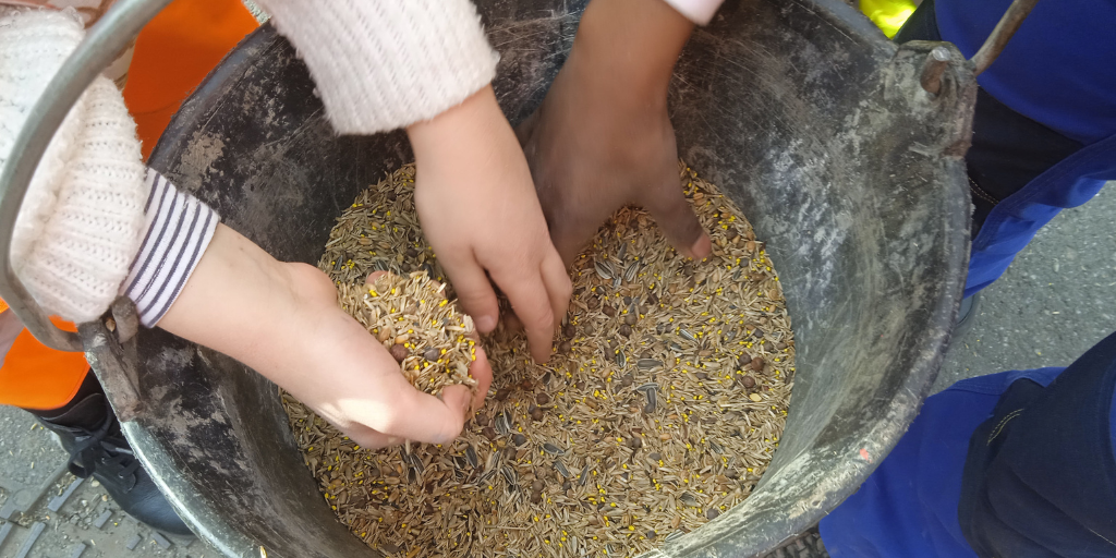Les enfants sèment des graines à Bastide Niel