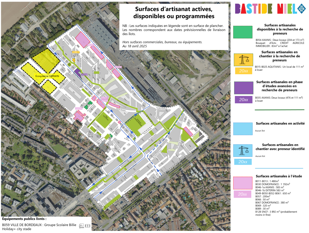 Artisanat programmés Carte des surfaces commerciales actives, disponibles et programmés