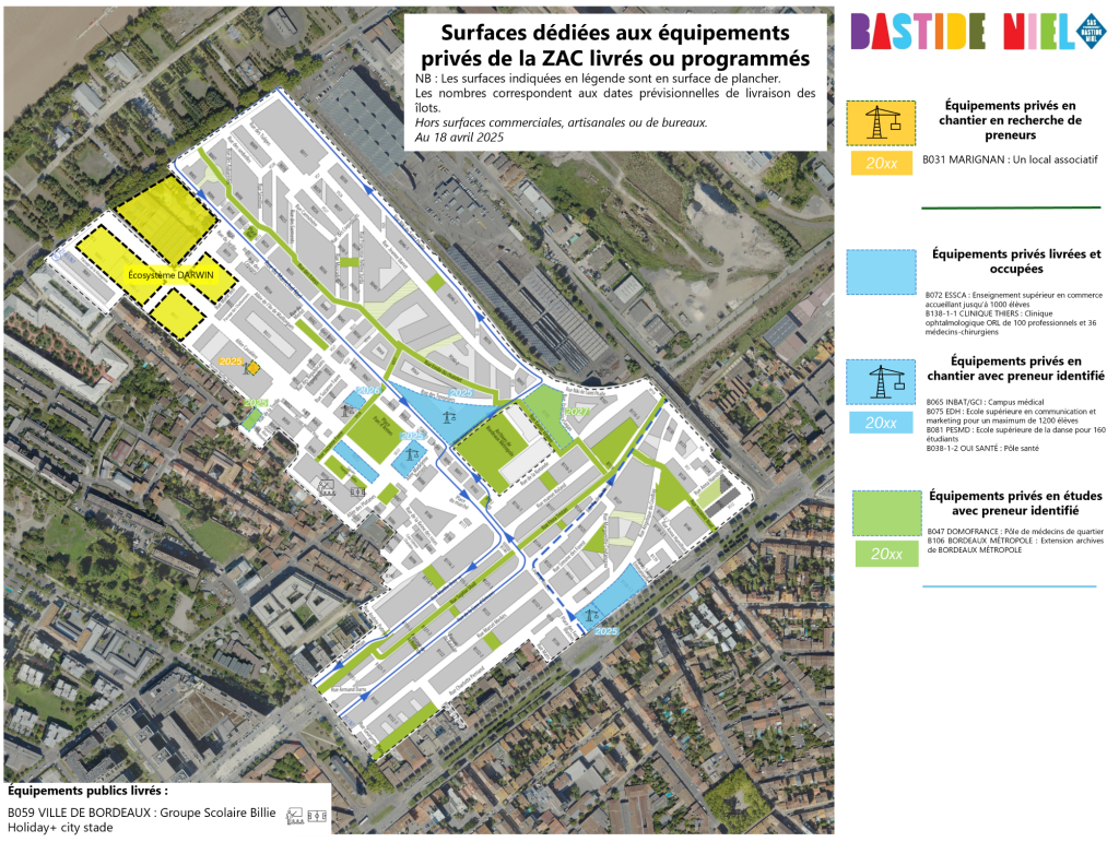 Equipements programmés Carte des surfaces commerciales actives, disponibles et programmés