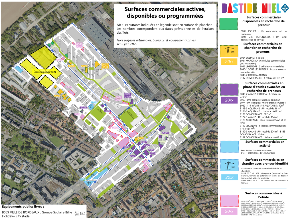 Commerces All Carte des surfaces commerciales actives, disponibles et programmés